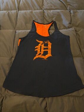 New Era Navy and Orange Detroit Tigers “D”Logo Racerback Tank Top